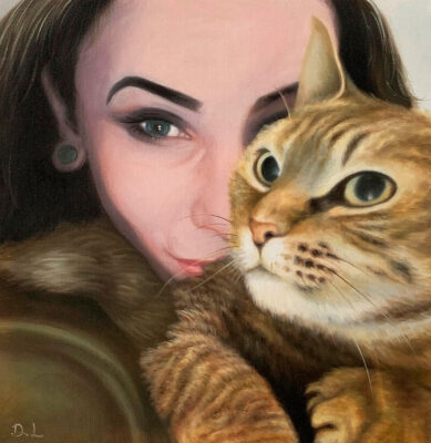 custom hand painted pet portrait for cat
