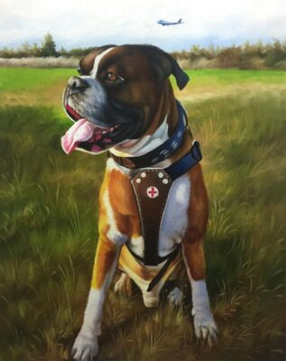 custom hand painted pet portrait for dog
