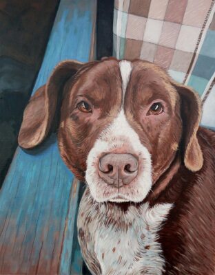 custom hand painted pet portrait for dog