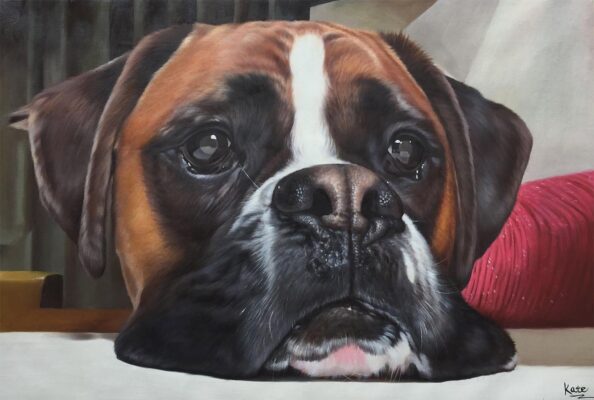 custom hand painted pet portrait for dog