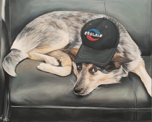 custom hand painted pet portrait for dog