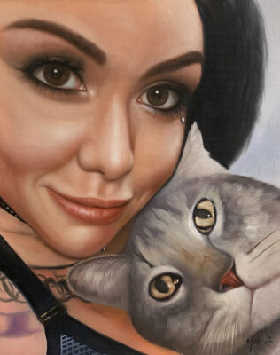 custom hand painted pet portrait for cat