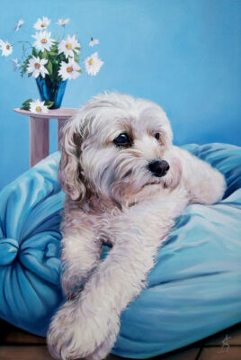 custom hand painted pet portrait for dog