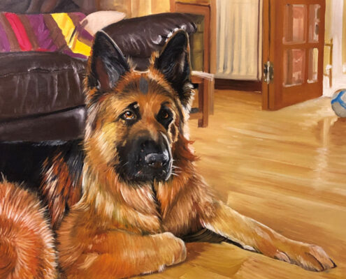 custom hand painted pet portrait for dog