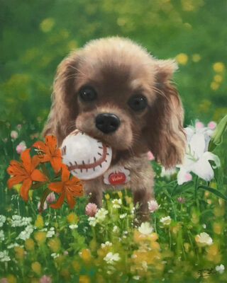 custom hand painted pet portrait for dog