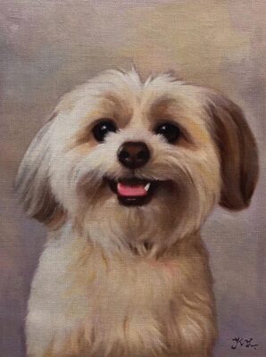 custom hand painted pet portrait for dog