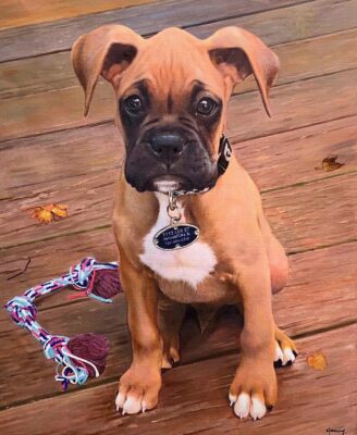 custom hand painted pet portrait for dog