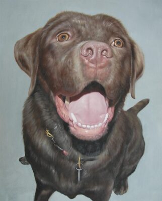 custom hand painted pet portrait for dog