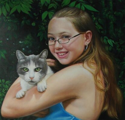 custom hand painted pet portrait for cat