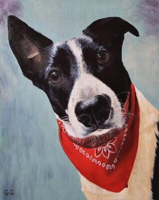 custom hand painted pet portrait for dog
