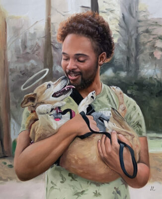 custom hand painted pet portrait for dog