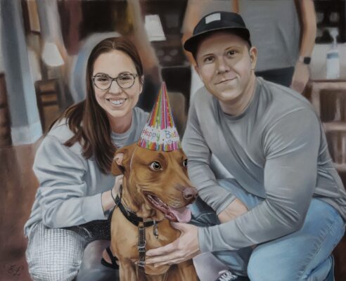 custom hand painted pet portrait for dog