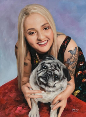 custom hand painted pet portrait for dog