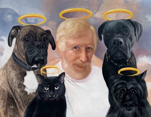 custom hand painted pet portrait for dog and cat