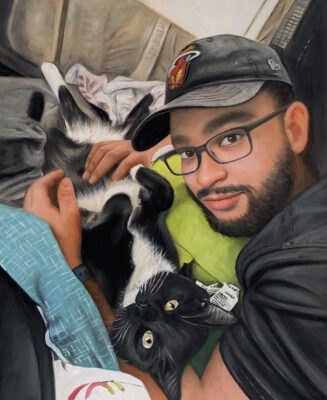 custom hand painted pet portrait for cat