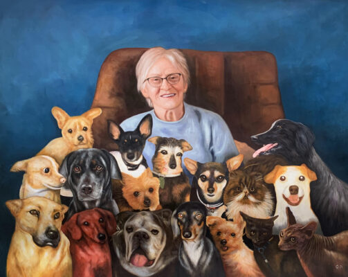 custom hand painted pet portrait for dog and cat