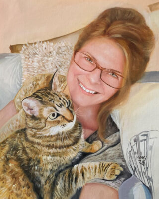 custom hand painted pet portrait for cat