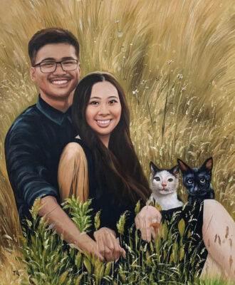 custom hand painted pet portrait for cat