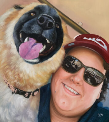 custom hand painted pet portrait for dog