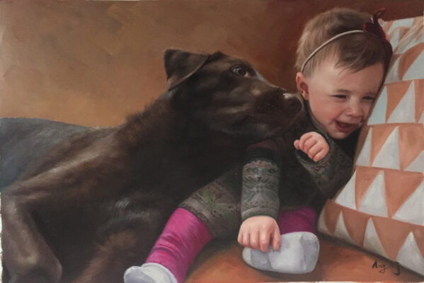 custom hand painted pet portrait for dog