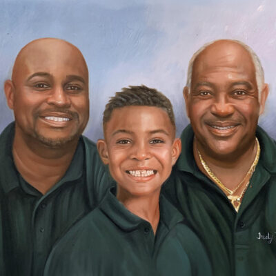 Custom portraits oil painting for 3 generations