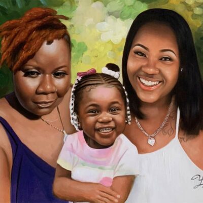 Custom portraits oil painting for 3 generations