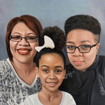 Custom portraits oil painting for 3 generations