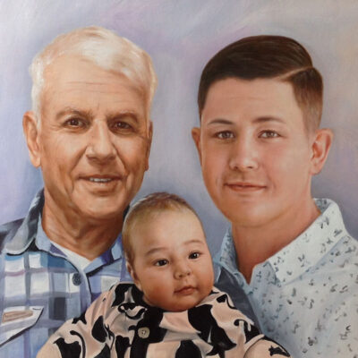 Custom portraits oil painting for 3 generations