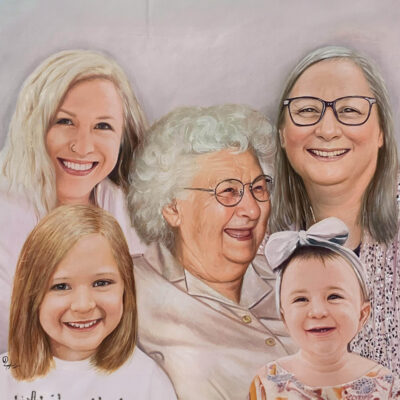 Custom portraits oil painting for 3 generations