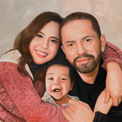 Custom portraits oil painting for 3 generations
