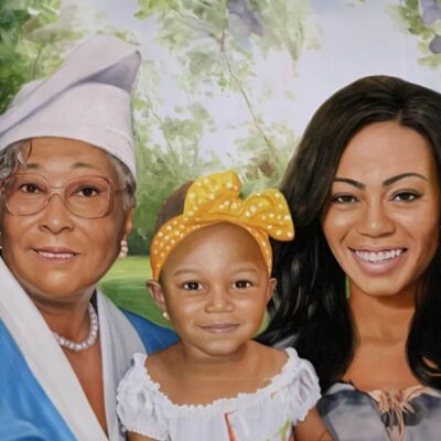 Custom portraits oil painting for 3 generations