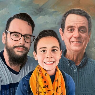 Custom portraits oil painting for 3 generations