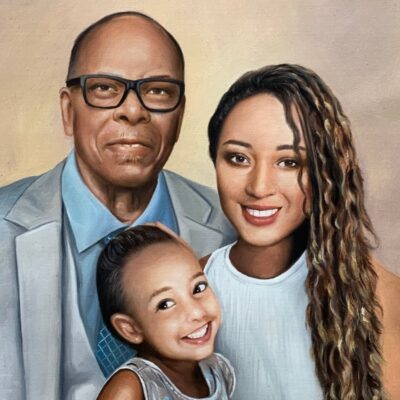 Custom portraits oil painting for 3 generations