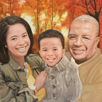 Custom portraits oil painting for 3 generations