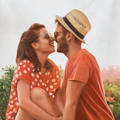 Custom portrait oil painting for couple