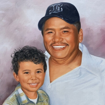 Custom portrait oil painting for grandparent & grandchild