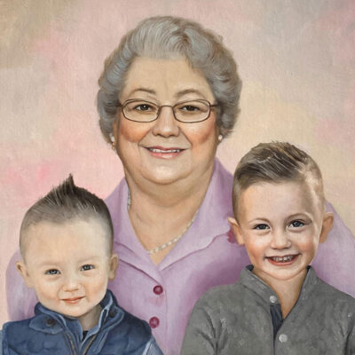 Custom portrait oil painting for grandparent grandchildren