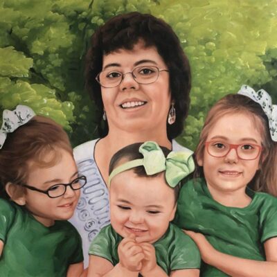 Custom portrait oil painting for grandparent grandchildren
