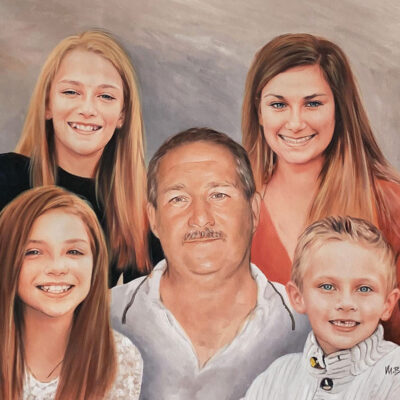 Custom portrait oil painting for grandparent grandchildren