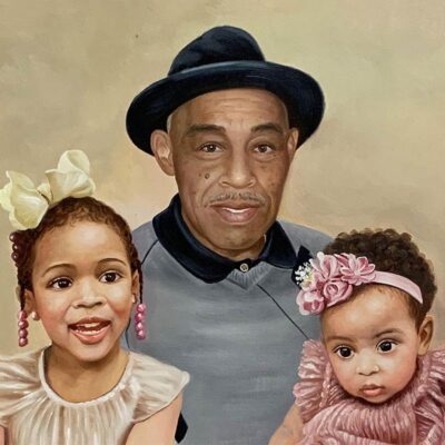 Custom portrait oil painting for grandparent grandchildren