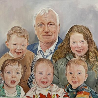 Custom portrait oil painting for grandparent grandchildren