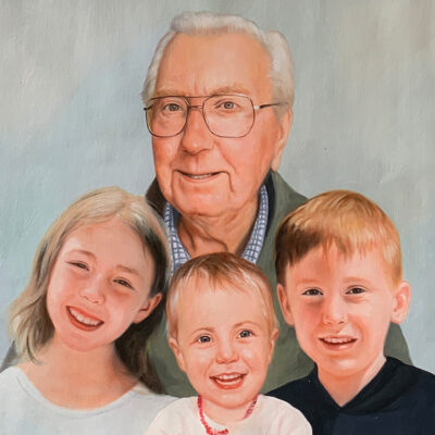 Custom portrait oil painting for grandparent grandchildren