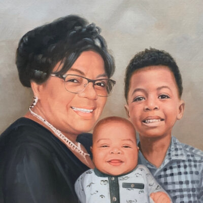 Custom portrait oil painting for grandparent grandchildren