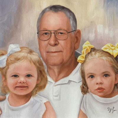 Custom portrait oil painting for grandparent grandchildren