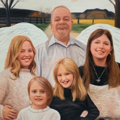 Custom portrait oil painting for grandparent grandchildren