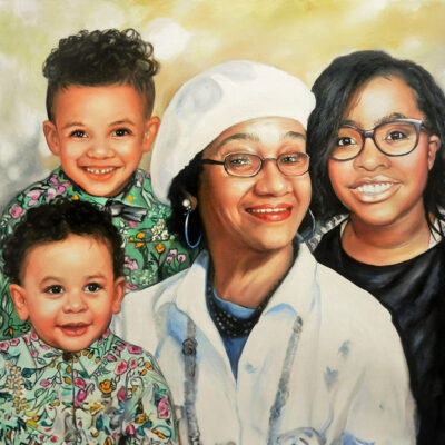 Custom portrait oil painting for grandparent grandchildren