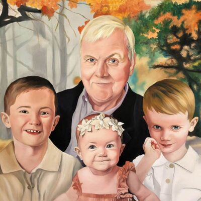 Custom portrait oil painting for grandparent grandchildren