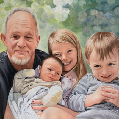 Custom portrait oil painting for grandparent grandchildren
