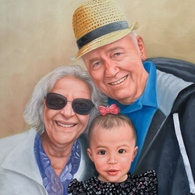 Custom portraits oil painting for grandparents grandchild