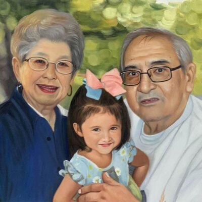 Custom portraits oil painting for grandparents grandchild